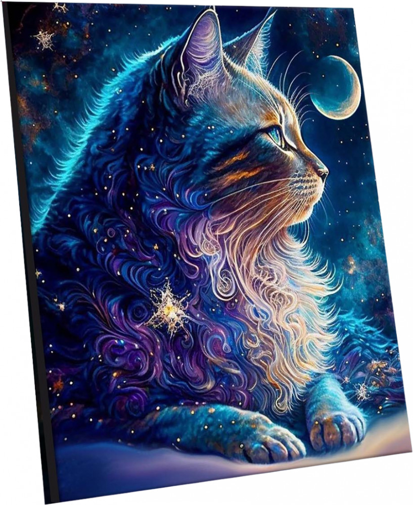 Картина по номерам с кристаллами «Космический кот» | Флюид