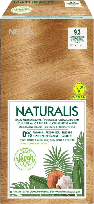 Крем-краска для волос «Naturalis Vegan», оттенок 9.3 Светло-золотистый блонд | Neva