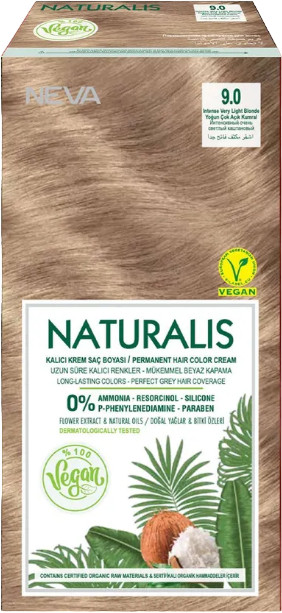Крем-краска для волос «Naturalis Vegan», оттенок 9.0 Интенсивный очень светлый каштановый | Neva
