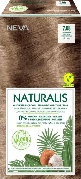 Крем-краска для волос «Naturalis Vegan», оттенок 7.08 Песочно-желтый | Neva