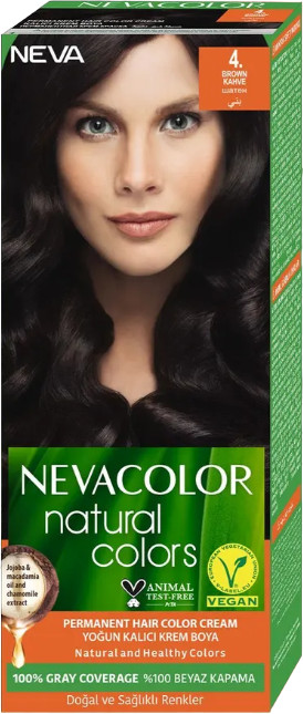 Крем-краска для волос «Natural», оттенок 4. Brown/шатен | Natural | Neva