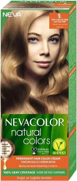 Крем-краска для волос «Natural», оттенок 9. Very light blonde/блондин очень светлый | Natural | Neva