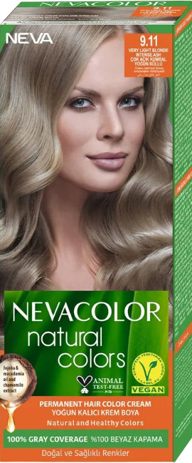 Крем-краска для волос «Natural», оттенок 9.11 Very light blonde intense ash/очень светлый блонд интенсивно пепельный | Natural | Neva