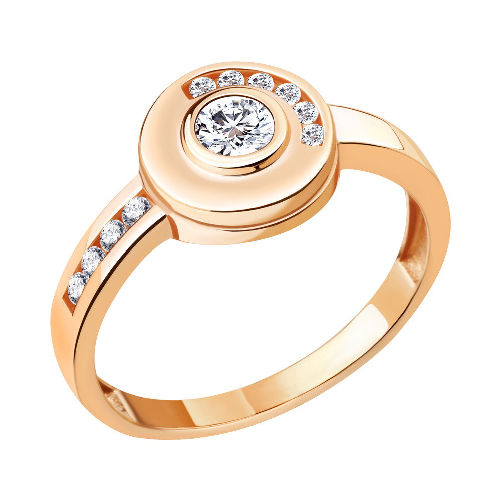 Кольцо из золочёного серебра с фианитами | Aquamarine