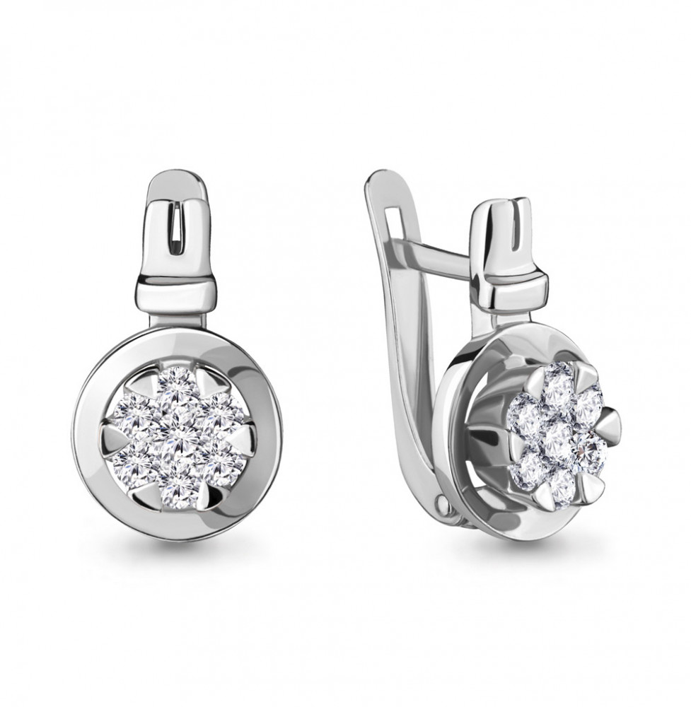Серьги из серебра с фианитами | Aquamarine