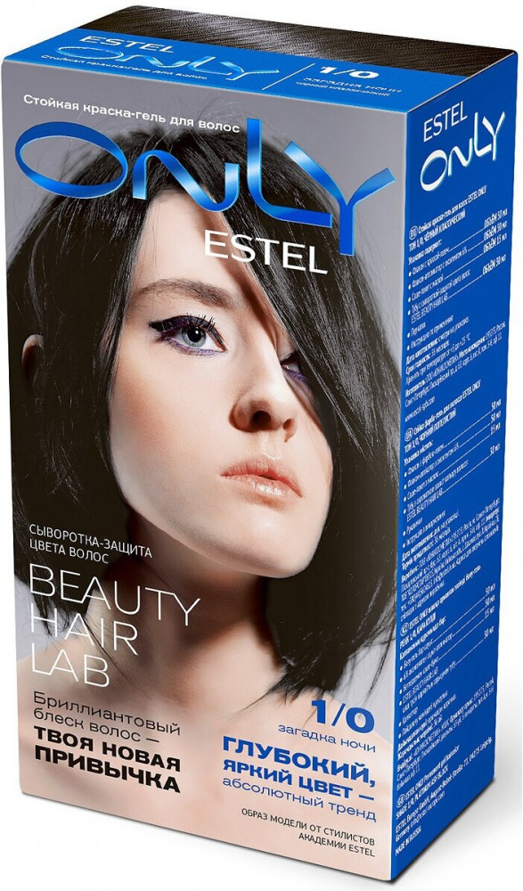 Краска-гель для волос, оттенок 1/0 Черный классический | Only | Estel