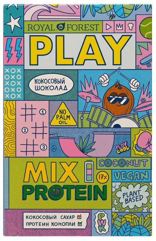 Шоколад протеиновый на кокосовом молоке «Play» | Royal Forest
