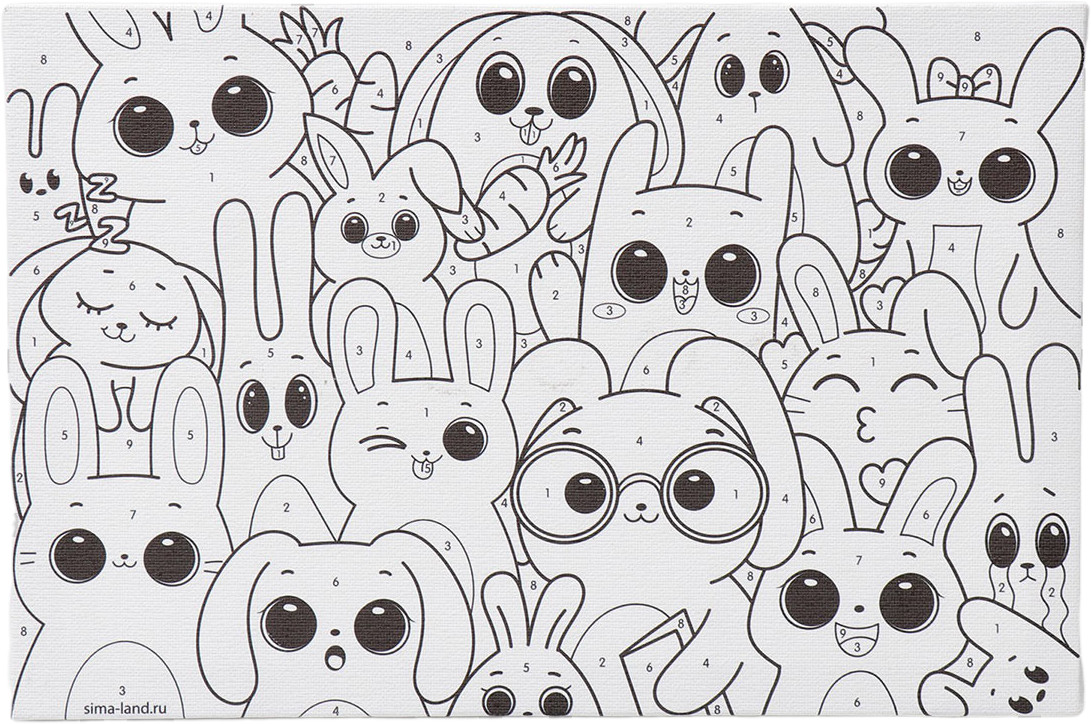 Картина по номерам «Забавные зайчата» | Арт Узор