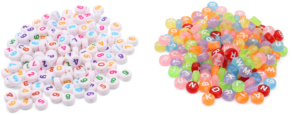 Набор бусин с английскими буквами и цифрами | Astra&Craft