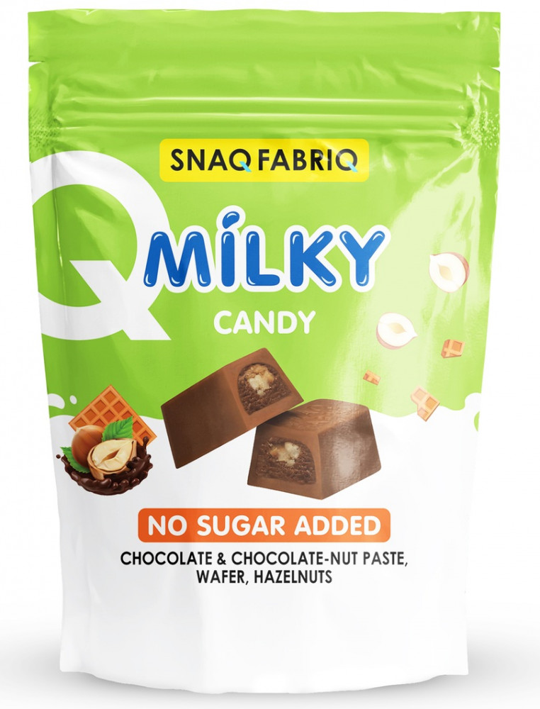 Конфеты шоколадные с шоколадно-ореховой пастой, вафлей и фундуком «Milky Candy» | Snaq Fabriq