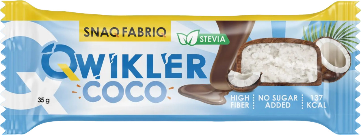 Батончик протеиновый в глазури кокосовый «Сосо» | Qwikler | Snaq Fabriq