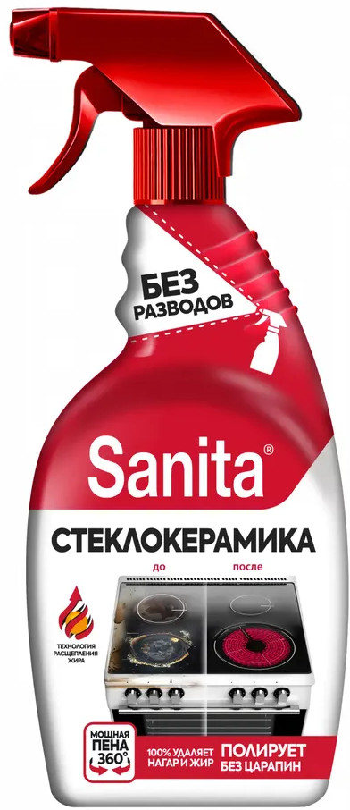 Спрей для стеклокерамики «Антижир» | Sanita