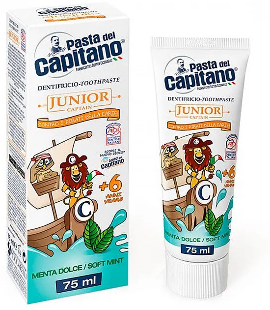 Зубная паста детская со вкусом нежной мяты «Junior» | Pasta Del Capitano