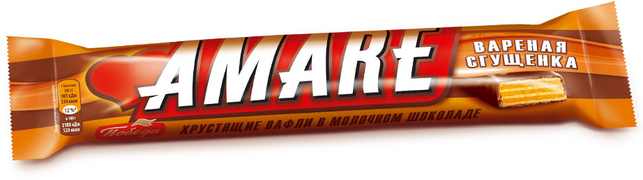 Батончик шоколадный со вкусом варёной сгущёнки «Amare» | Amare | Победа