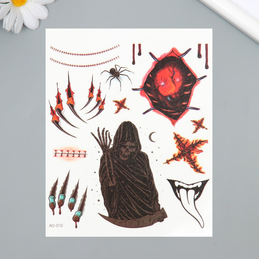 Татуировка на тело «Скелет в плаще»