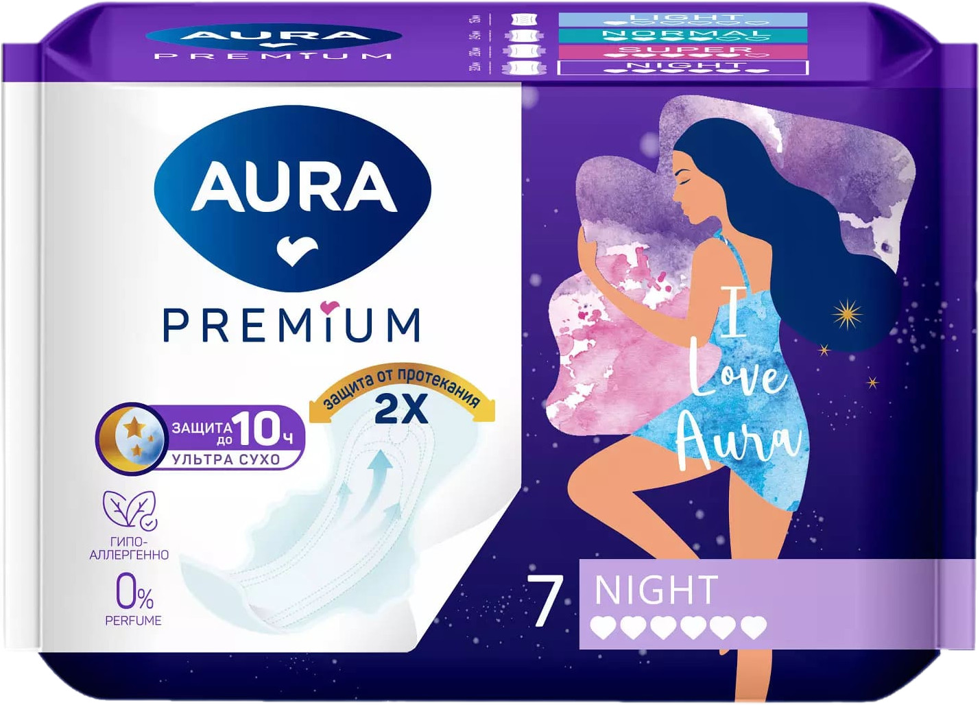 Прокладки женские гигиенические «Night» | Premium | Aura
