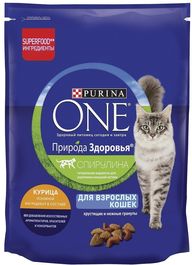 Корм сухой для взрослых кошек с курицей «Природа здоровья» | Purina ONE