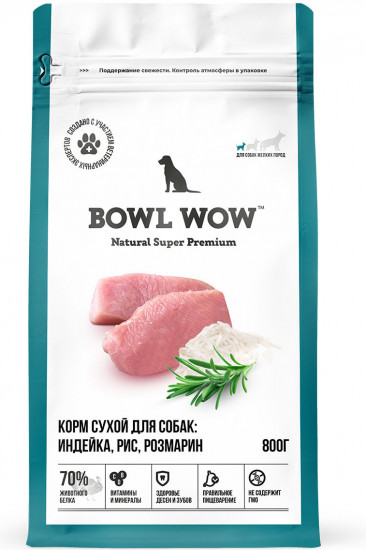 Корм для собак мелких пород с индейкой, рисом и розмарином