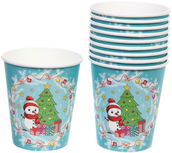 Набор стаканов бумажных «Снеговичок с подарками»