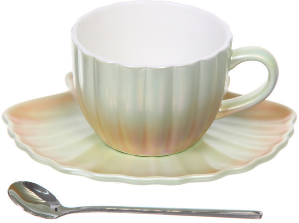 Чайная пара с ложкой «Ракушка»