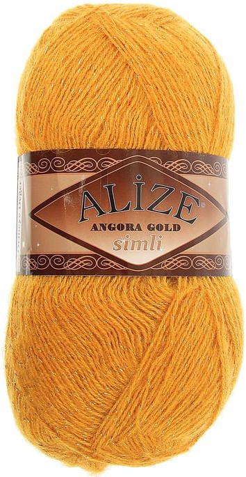 Пряжа для вязания «Angora Gold Simli», 02 Шафран | Angora Gold | Alize