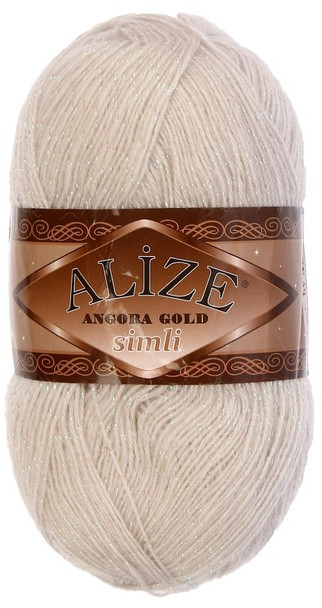 Пряжа для вязания «Angora Gold Simli», 599 Слоновая кость | Angora Gold | Alize