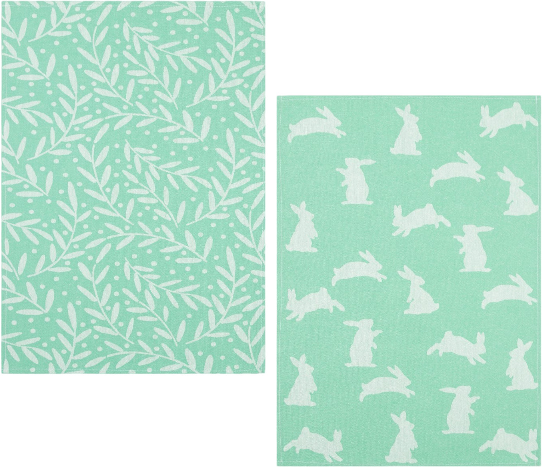 Набор полотенец «Hares & leaves» | Кухонный текстиль к Новому году | Этель