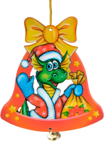 Игрушка ёлочная «Дракон в колокольчике»