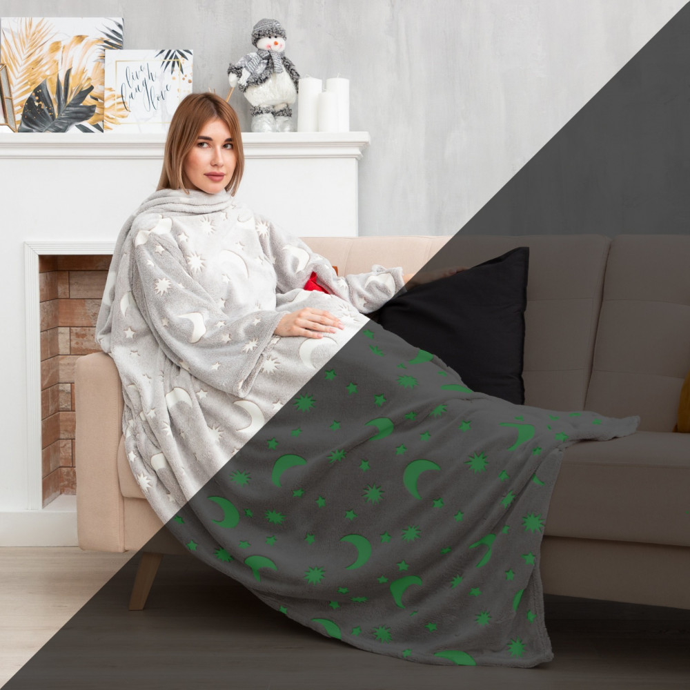 Плед с рукавами светящийся в темноте «Луна» | Luminous | Этель