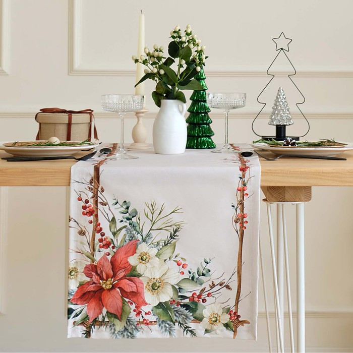 Дорожка на стол «Пуансетия» | Пуансетия | Этель