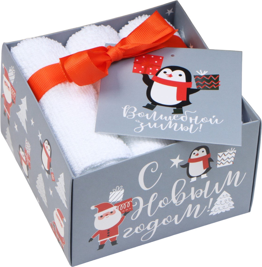 Набор махровых полотенец «Пингвины» | Новогодние наборы полотенец | Этель