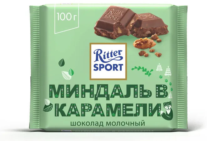 Шоколад молочный «Миндаль в карамели» | Ritter Sport