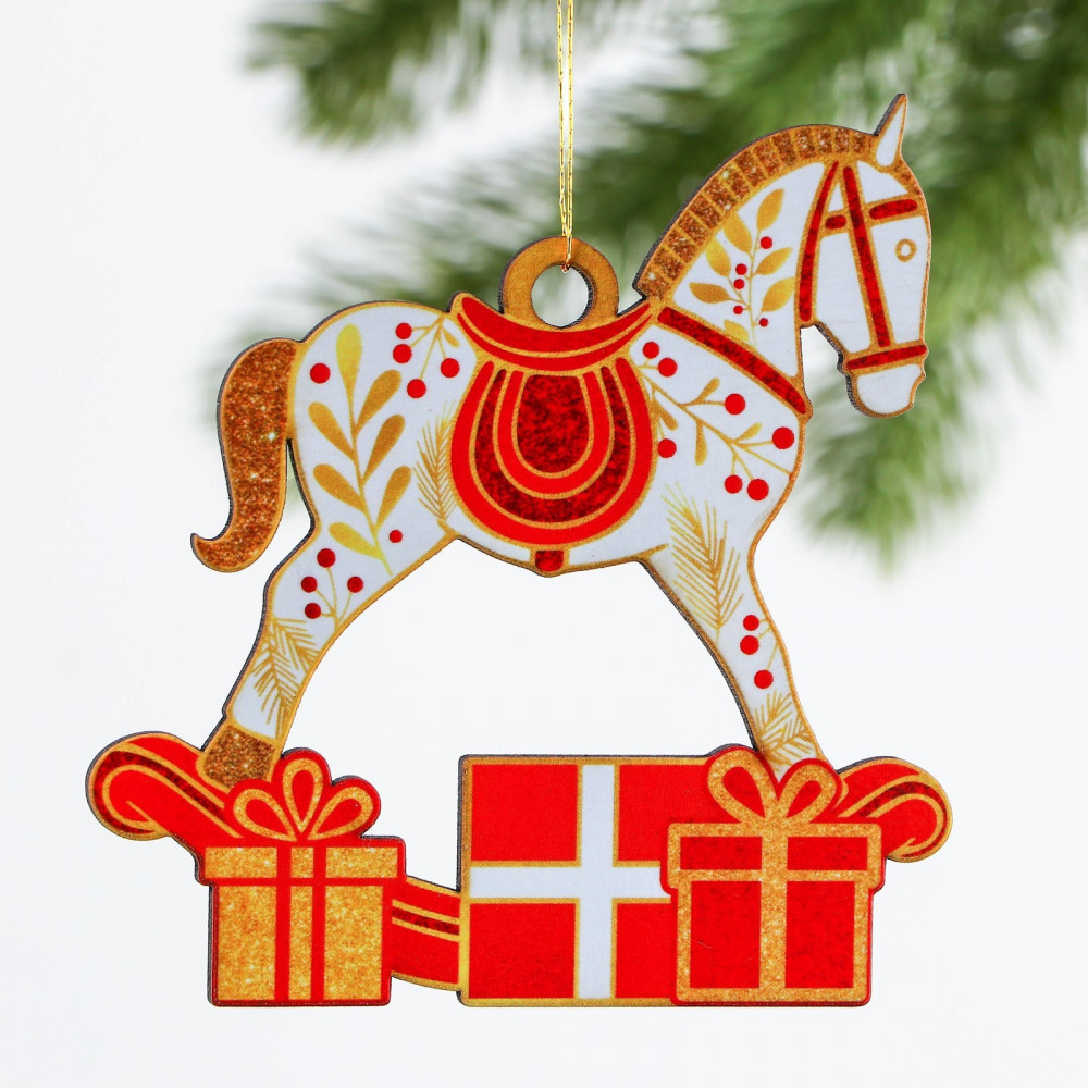 Подвеска деревянная на подложке «Конь» | С Новым годом! | Зимнее волшебство