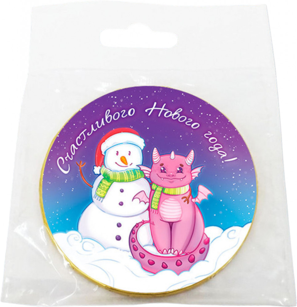 Медаль шоколадная «Дракон и снеговик» | Medal | ChokoCat