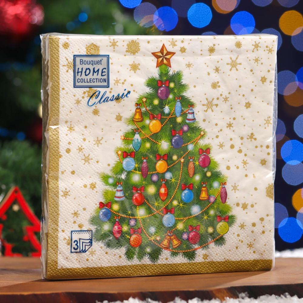 Набор салфеток бумажных «Новогодняя ель на белом» | Home collection. Classic | Art Bouquet