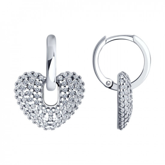 Серьги из серебра с фианитами