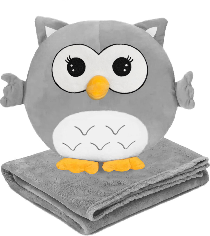 Игрушка мягкая с пледом «Серый совенок» | MaxiToys