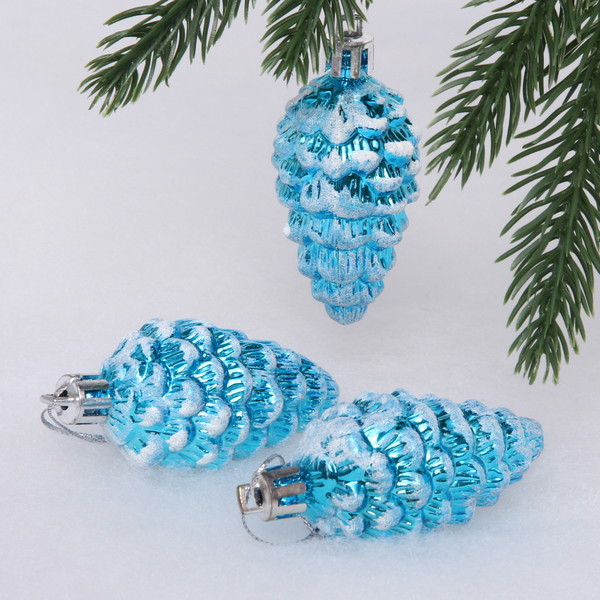 Набор игрушек ёлочных «Шишечки в инее» | Серпантин