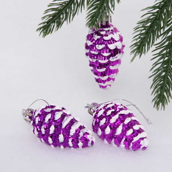 Набор игрушек ёлочных «Шишечки в инее» | Серпантин