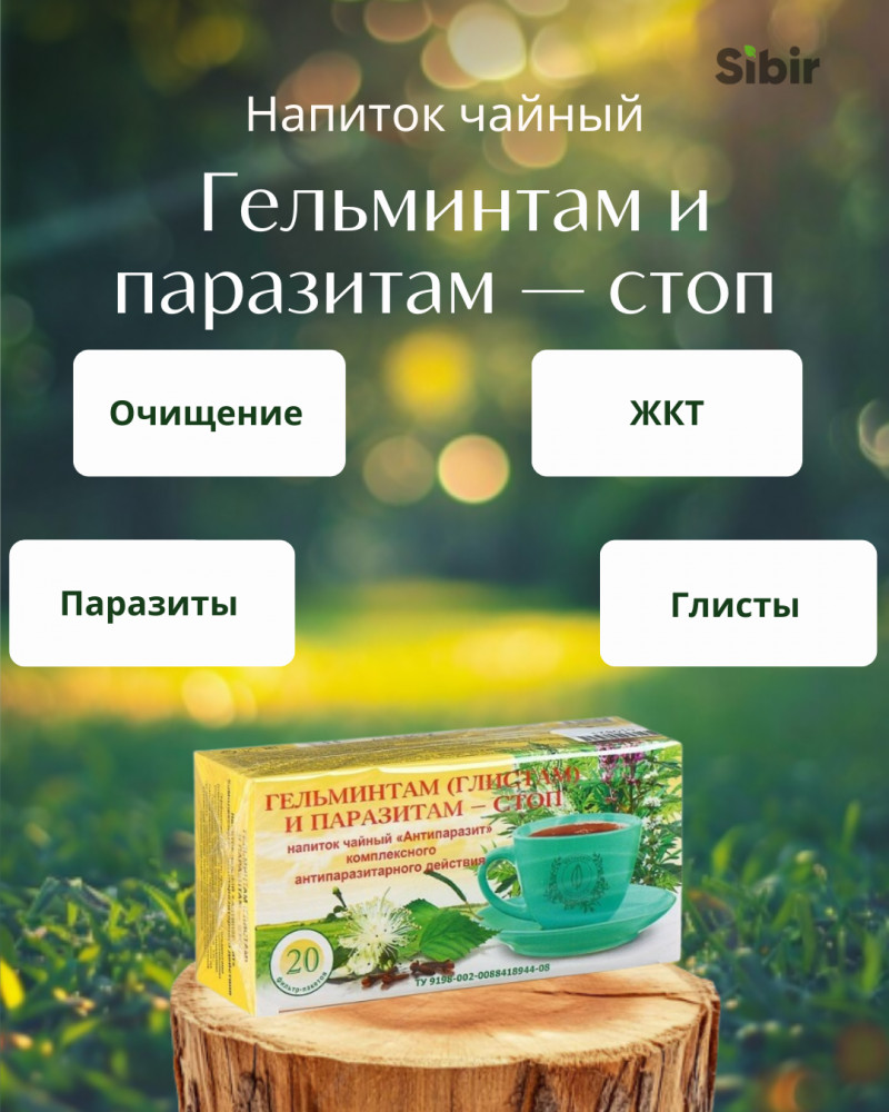 Напиток чайный «Гельминтам (глистам) и паразитам — стоп» | Травник Гордеев