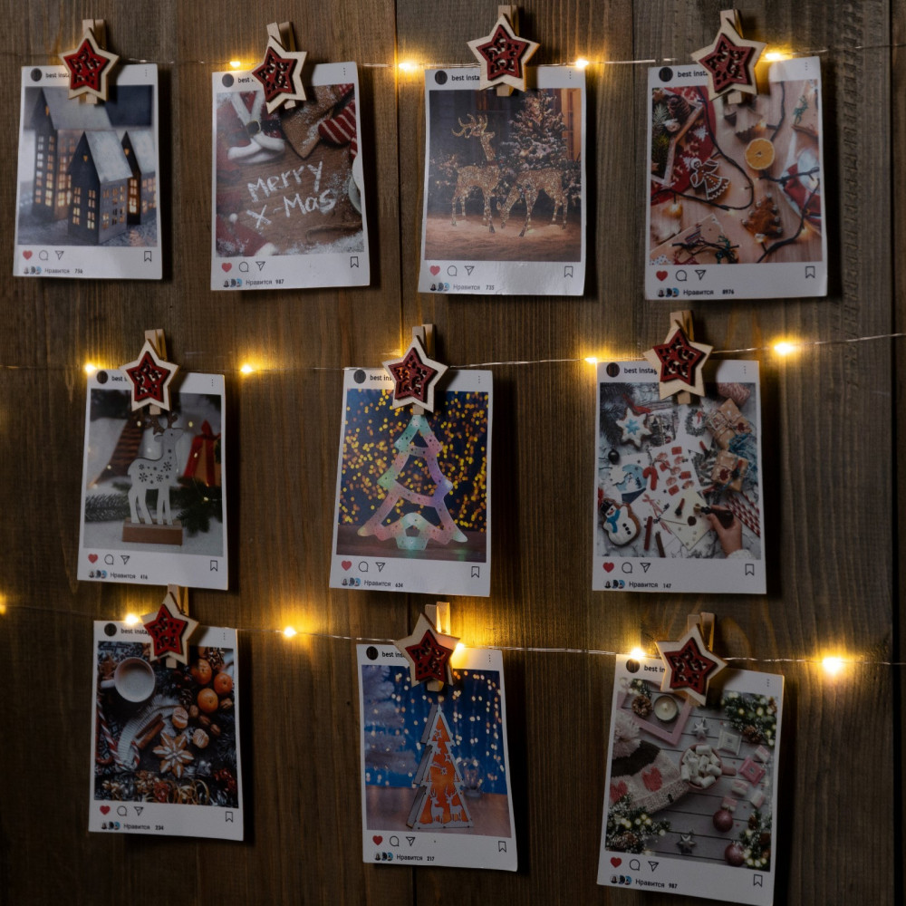 Гирлянда-нить с насадками «Прищепки-звёздочки» | Decor | Luazon Lighting