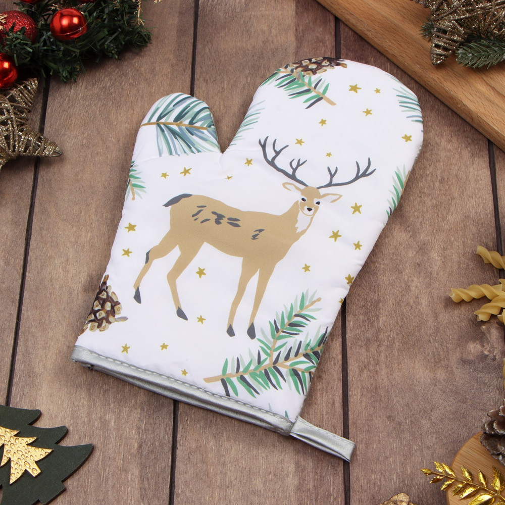 Варежка-прихватка «Олени» | Кухонный текстиль к Новому году | Доляна