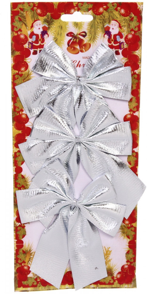 Набор бантов на ёлку «Серебряный шик» | Серпантин