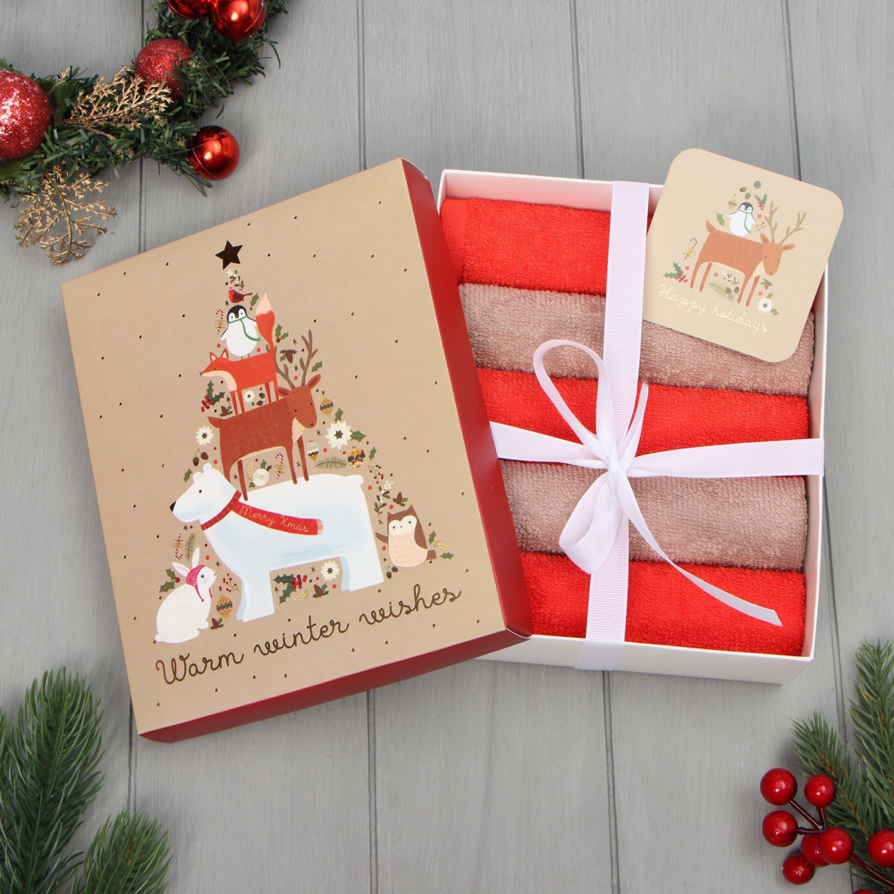 Набор полотенец махровых «Звериная ёлка» | Новогодние наборы полотенец | Этель