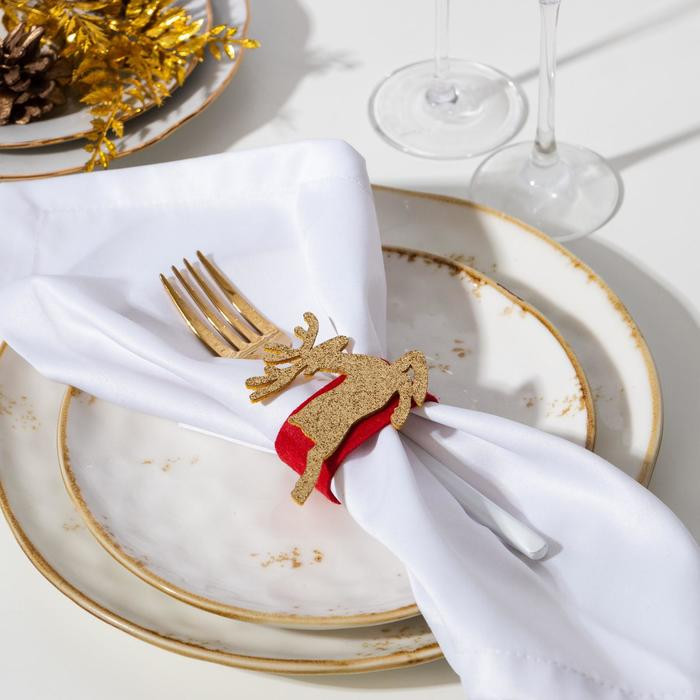 Набор декоративных колец для салфеток «Золотой олень» | Доляна