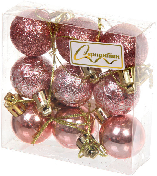Набор шаров ёлочных «Микс фактур» | Серпантин