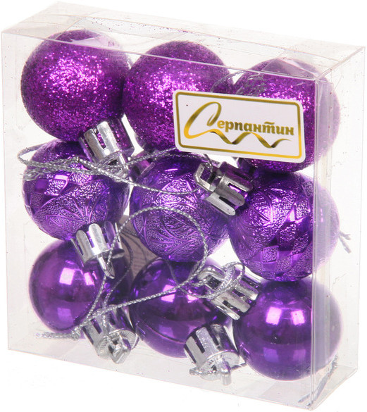 Набор шаров ёлочных «Микс фактур» | Серпантин