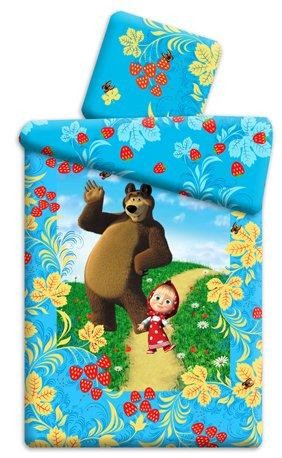 Комплект постельного белья Маша и медведь "Ягодка" (панно, 1,5-спальный, бязь, 1 наволочка 70х70)