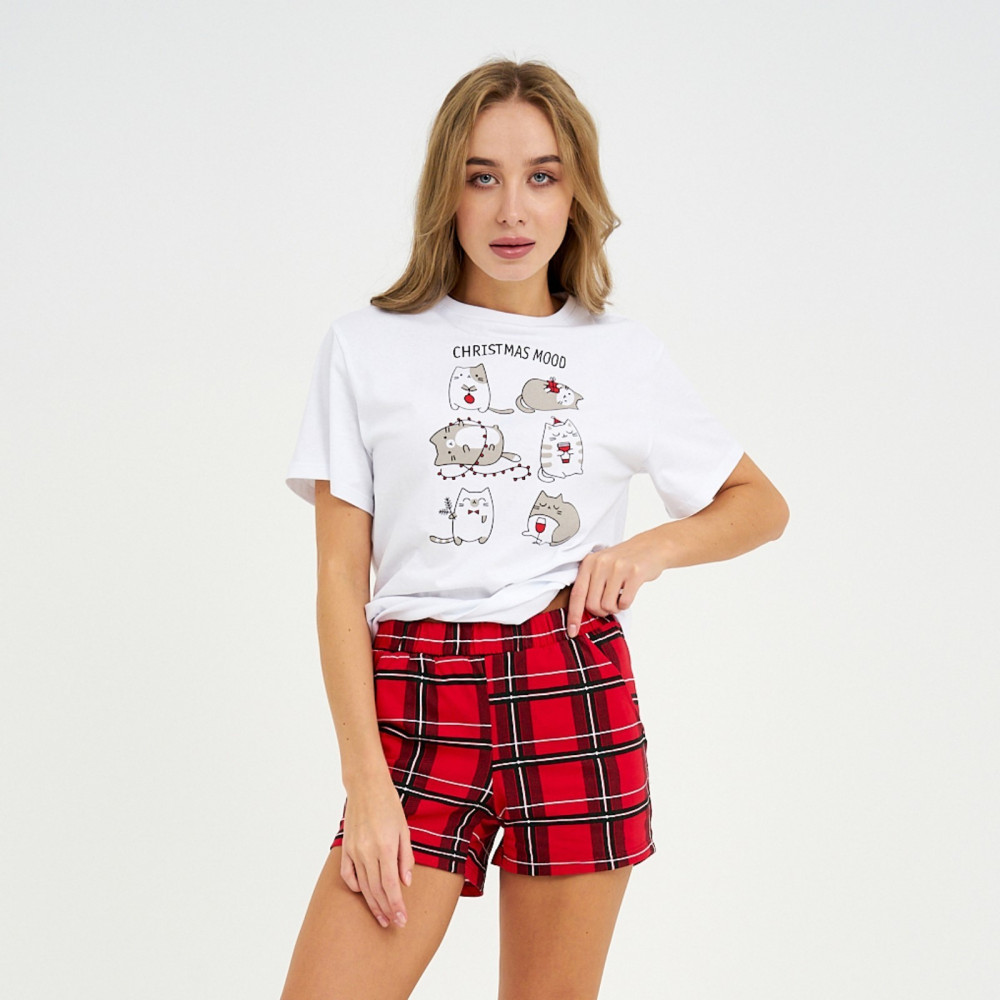 Пижама женская «Котики» | Женская домашняя одежда к Новому году | KAFTAN