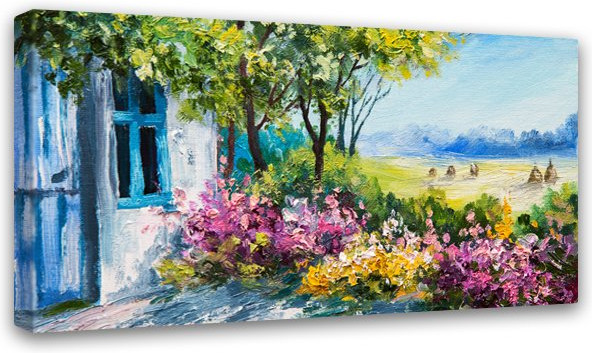 Картина на деревянном подрамнике «Цветущий дворик» | Симфония